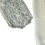The Kooples White Crepe Leather Detail Floral Lace Long Sleeve Button Down Blouse XS Photo 8
