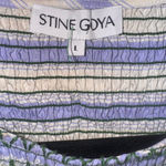NWOT STINE GOYA Blue Beige Striped Smocked Mini Dress Large Photo 2