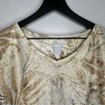 Chico's  Short Sleeve Palm Linen Shirt Chico’s Size 2 US Size 12 NWT Photo 2