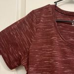 Nike Womens  DRI-FIT Maroon Heathered Scoop Shirt Iconic Swoosh Size XL EUC #0650 Photo 2