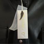 Gold Hawk Black Faux Leather Snap Front Shirt Size M Photo 8