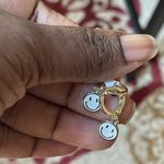 18K Gold Filled White Smiley Emoji Dainty Earrings Photo 1