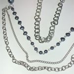 Silver Tone & Dark Gray/Blue Mesh Beaded Multi Strand Boho Necklace Photo 4