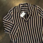 7 For All Mankind  Striped Midi Dress (M) black/gold Photo 6