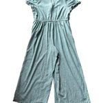 Lane Bryant V neck short Puff-Sleeve Linen Jumpsuit in green size 22 Photo 5