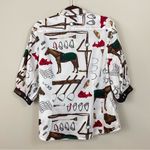 Ralph Lauren Lauren  Equestrian Print‎ Puff Sleeves Button Down Shirt Size XL Photo 6