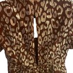 AQUA  Metallic Babydoll Party Dress Size S‎ Burgundy Leopard Print Photo 7