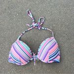 Victoria's Secret Victoria’s Secret 34D Pastel Diagonal Stripe Underwire Push-up Halter Bikini Top Photo 0