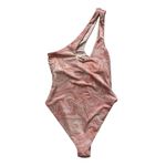 l*space L’ Phoebe One Piece Swimsuit Shimmer Pink Marble One Shoulder Cutout Sz 8 Photo 3