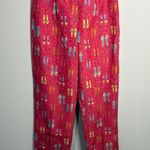Harolds Pink Silk/Linen Blend Cropped Flip Flop Print Pants 32x27" Size 10 Photo 2