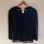 Chadwick's Vintage Black Beaded Top V-Neck Womens Large Fairy Whimsy Valentines Photo 0