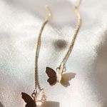 Boutique Dainty Gold Butterfly Threaded Earrings Photo 0