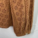 Madewell Carrot Cake Orange Eyelet Double Tie Peasant Top XS Photo 2