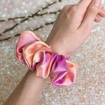 Large orange and pink/purple tie dye silky silk scrunchie Photo 2