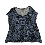 Fenn Wright Manson Womens Leopard Print Short Sleeve T-Shirt Size 2X Blue Black Photo 2