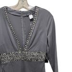 Venus  Plunging Embellished Jeweled Dress Long Sleeve Grey Size 4 New Photo 4