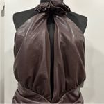 House Of CB Olivia Bitter Chocolate Vegan Leather Mini Dress XL Photo 3