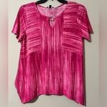Sami & Jo  size medium womens fuchsia short sleeve blouse lightweight stretchy Photo 0