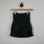 Reset by Jane Women’s Silky Amore Smocked Ruffle Mini Skirt Black S Photo 2
