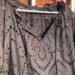 O.P.T. Black Cotton Eyelet Embroidered Midi Dress Tiered Medium Photo 3
