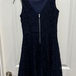 Speechless Navy Crew Neck Fit & Flare Mini Dress with Lace Overlay, Sz S Photo 3
