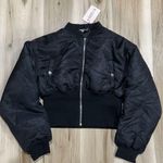 Missguided NEW  Corset Elastic Crop Bomber Coat Jacket Black Women’s 2 Photo 0