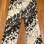 Banana Republic Cream & Brown Floral Leaves Lined Cotton Cropped Pants Size 6 Photo 0