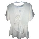 Neiman Marcus New  Ivory Tie-Front Blouse Photo 4
