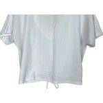ZARA Textured Detail Keyhole Tie Front Short Sleeve V Neck Crop Top S White Photo 5