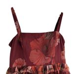 Hutch  Nalina Wine Red Floral Tiered Sleeveless Formal Maxi Dress 14 Photo 5