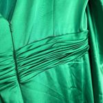 Mac Duggal  Puff Sleeve Satin Faux Wrap Gown in Emerald Green Size US 14 NWT Photo 10