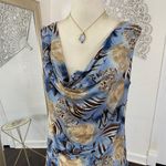 Early 2000’s Fairy Grunge Blue Tan Cowl Neck Flowy Vintage Made in USA Top XXL Size L Photo 2