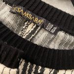 Samsara Size 10 Black Cream Knit Chevron Long Sleeve Dress Faux Leather Pockets Photo 10