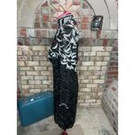 dress 100% silk beaded sheer bust high collar black white Size 10 Photo 14