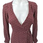 Abercrombie & Fitch Red Floral Plunge V-Neck Long Sleeve Mini Wrap Dress XXS Photo 3