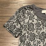 Loft Grey and Silver Metallic Short Sleeve Tee - Size S Photo 2