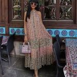 ZARA Ruffled Multicolor Maxi Dress Sz S Photo 4