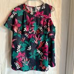 Ingrid and Isabel Floral Cold Shoulder Maternity Top Size XS Casual Loose Navy Blue Photo 2