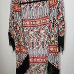 Love Tease  Cardigan Kimono Lightweight Pattern Fringe Print Casual Open Front Photo 2