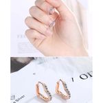 Boutique NEW Women's 14k Rose Gold Plated S925 Heart Hoop Simulated Diamond Earrings Photo 5