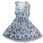 Lucky Brand NWOT  Blue White Floral Paisley Faux Wrap Mini Sundress - Size 12 Photo 2