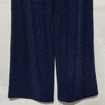 Susan Graver New Occasions Metallic Knit Wide Leg Pants Navy Blue Size Medium Photo 7