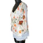 Joie  Kiora Silk Floral Romper with Wide Sleeves Ivory and Peach Size XS Photo 2