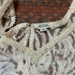 VTG 80s PEARL BEADED LACE SHEER BLOUSE Size M Photo 6