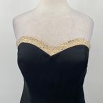 Vintage Y2k Camille La Vie Gown Beaded Strapless Satin Sweetheart Black Beige 10 Photo 3