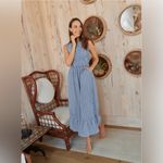 Beau & Ro The Margot Dress Navy White Stripe Small Smocked Nautical Beach Flowy Blue Photo 1