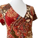 Ralph Lauren Lauren XL Dress Stretch Retro Boho Faux Wrap Patchwork Paisley Belt Photo 4