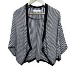 Loft Ann Taylor Womens Sz XS Black White Knit Open Cardigan Bat Sleeves Photo 0