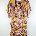 House of Harlow  1960 Revolve Dress Tan Jemima Mini Ruched Floral Boho Medium Photo 1