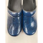Sanita Blue Croc Embossed Patent Leather Clog Womens EU 37 Comfort Professional Photo 3